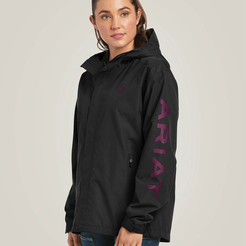 Black/Purple Ariat Rebar Stormshell Logo Waterproof Jacket | 89UJKCPZQ