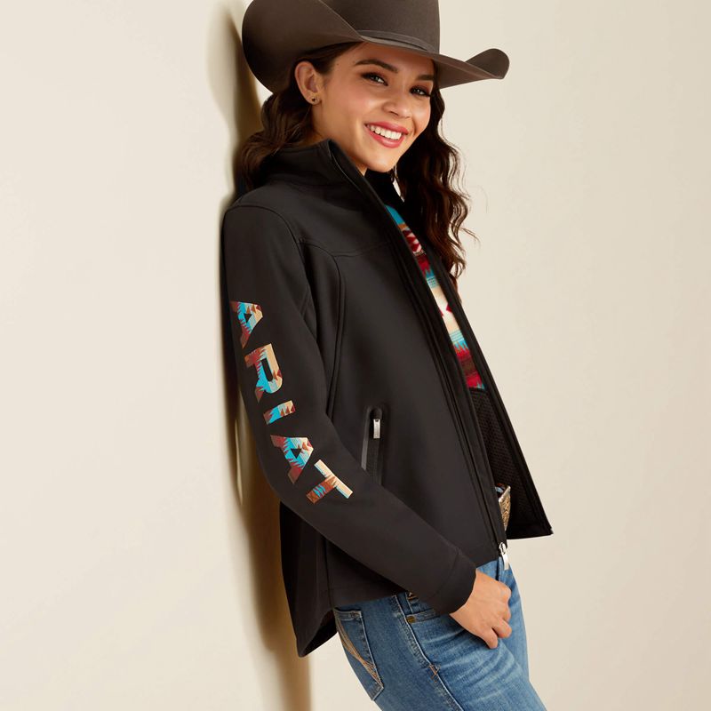 Black/Serrano Southwest Print Ariat New Team Softshell Jacket | 09FXZYOIN