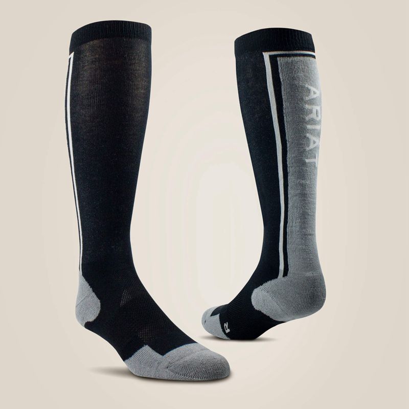 Black/Sleet Ariat Tek Winter Slimline Socks | 43EUCGDIS