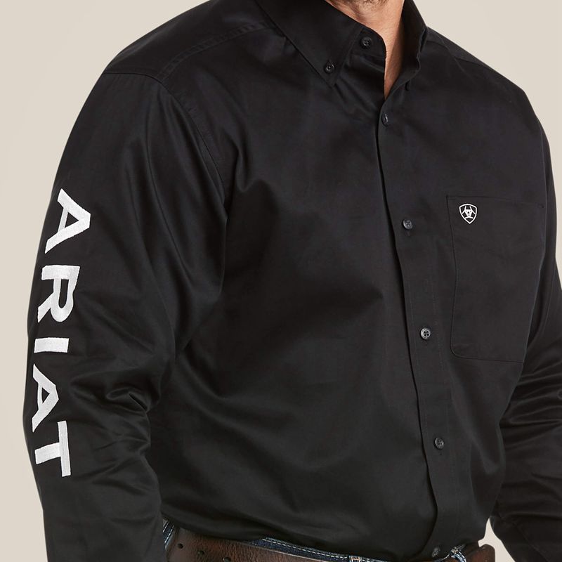 Black/White Ariat Team Logo Twill Classic Fit Shirt | 23UNAMJFI