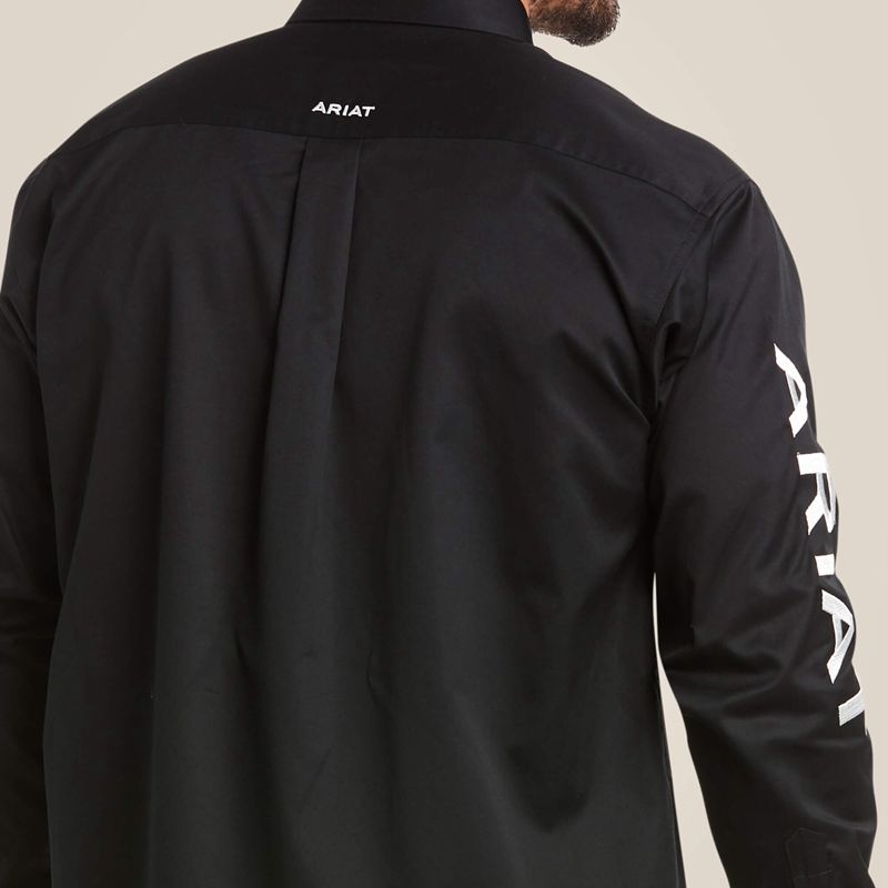 Black/White Ariat Team Logo Twill Classic Fit Shirt | 23UNAMJFI