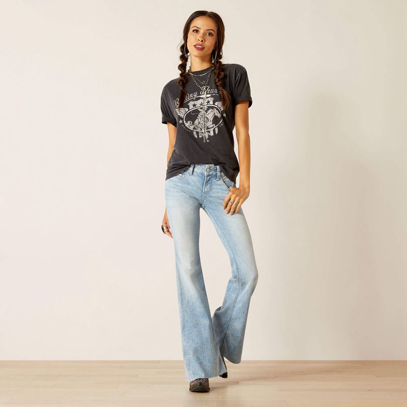 Black Acid Wash Ariat Rolling Thunder T-Shirt | 31ZXSEACJ