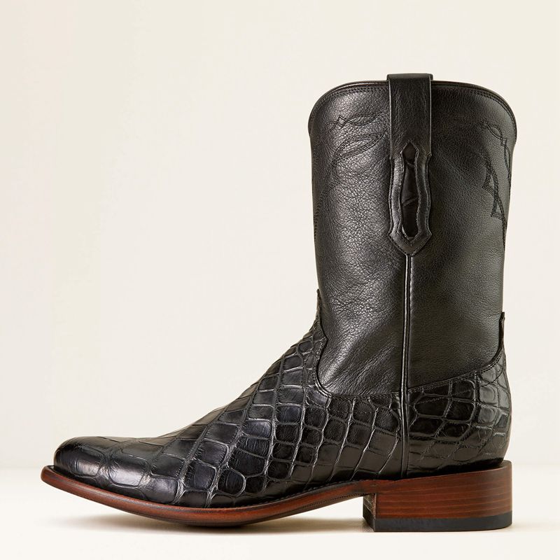 Black American Alligator/Midnight Black Ariat Bench Made Clanton Western Boot | 85ODBVEWA