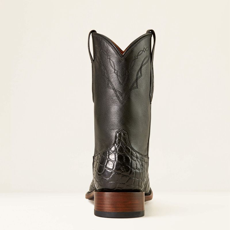 Black American Alligator/Midnight Black Ariat Bench Made Clanton Western Boot | 85ODBVEWA