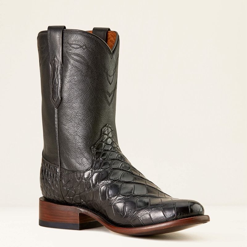 Black American Alligator/Midnight Black Ariat Bench Made Clanton Western Boot | 85ODBVEWA