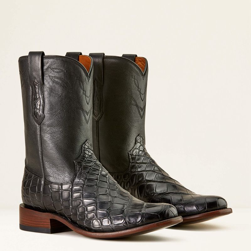 Black American Alligator/Midnight Black Ariat Bench Made Clanton Western Boot | 85ODBVEWA