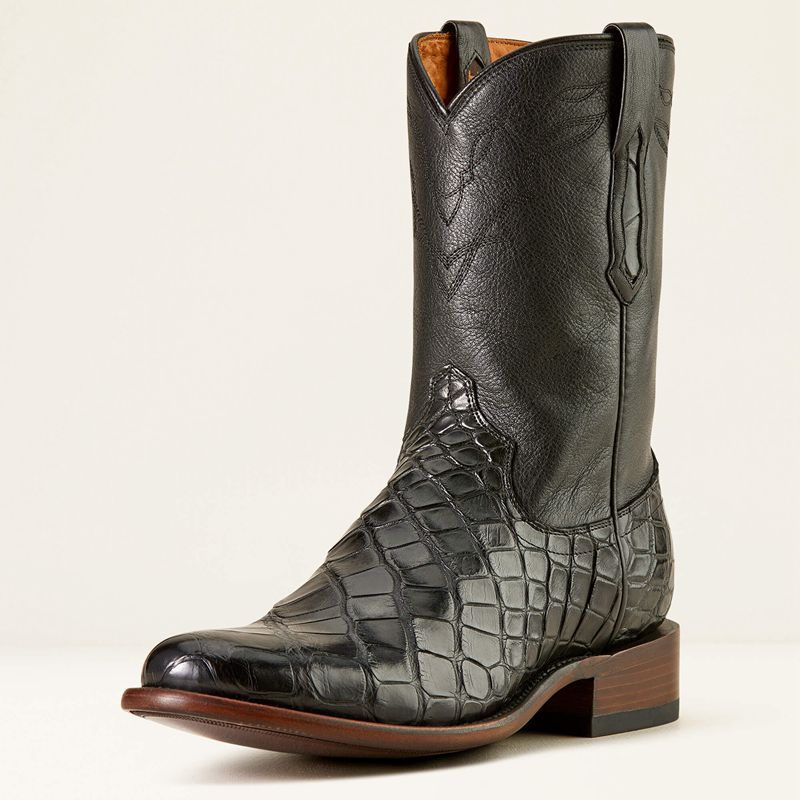 Black American Alligator/Midnight Black Ariat Bench Made Clanton Western Boot | 85ODBVEWA