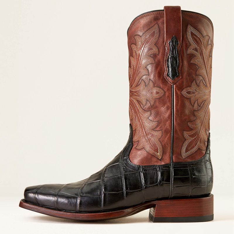 Black American Alligator/Whiskey Brown Ariat Bench Made Stilwell Western Boot | 81EHUIRWV