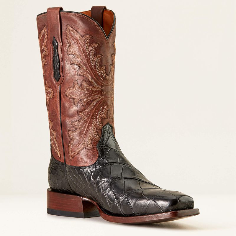 Black American Alligator/Whiskey Brown Ariat Bench Made Stilwell Western Boot | 81EHUIRWV