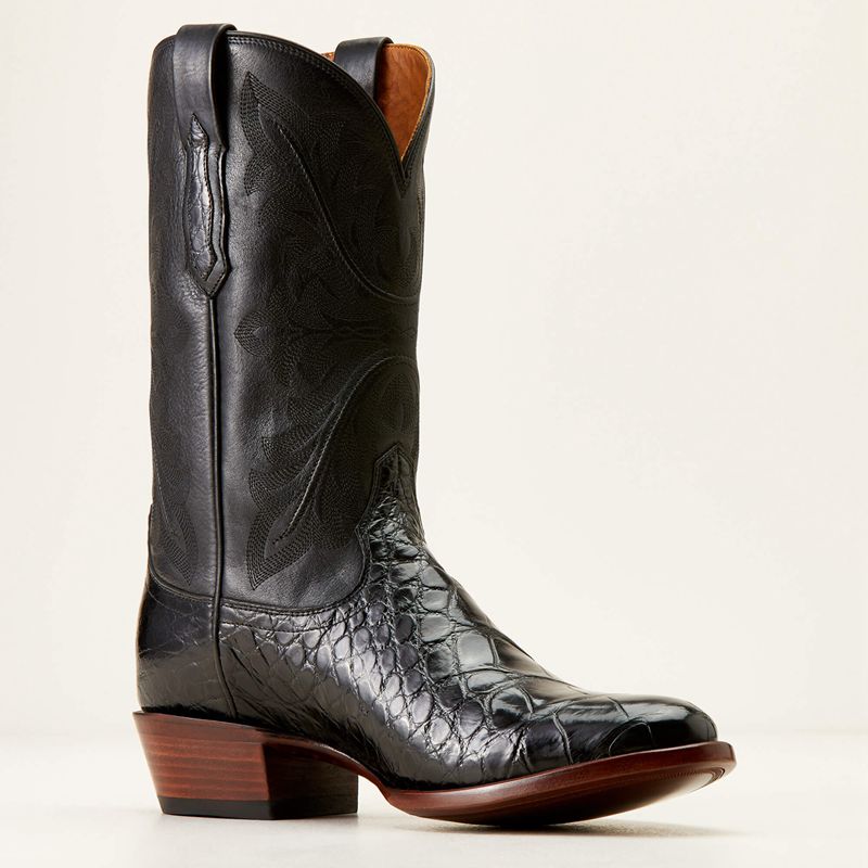 Black American Alligator Ariat Bench Made James Western Boot | 91HTDOWSN