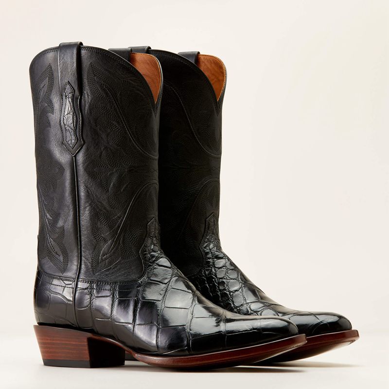 Black American Alligator Ariat Bench Made James Western Boot | 91HTDOWSN