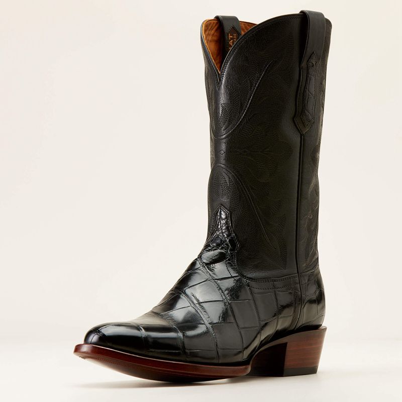 Black American Alligator Ariat Bench Made James Western Boot | 91HTDOWSN