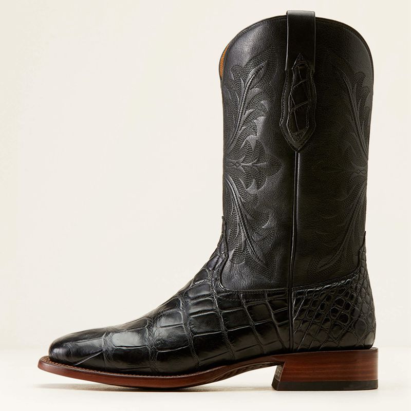 Black American Alligator Ariat Bench Made Bassett Western Boot | 21KMGVADX