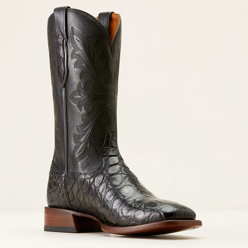 Black American Alligator Ariat Bench Made Bassett Western Boot | 21KMGVADX