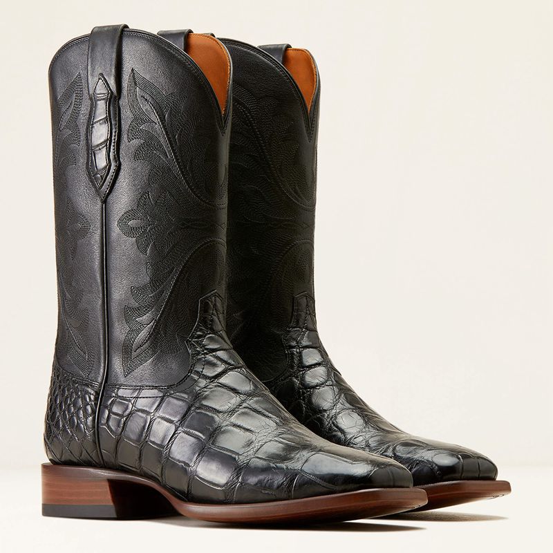 Black American Alligator Ariat Bench Made Bassett Western Boot | 21KMGVADX