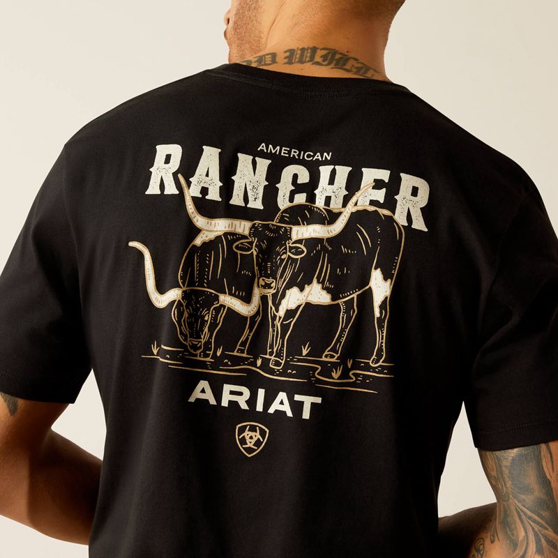 Black Ariat American Rancher T-Shirt | 20LZWABSJ