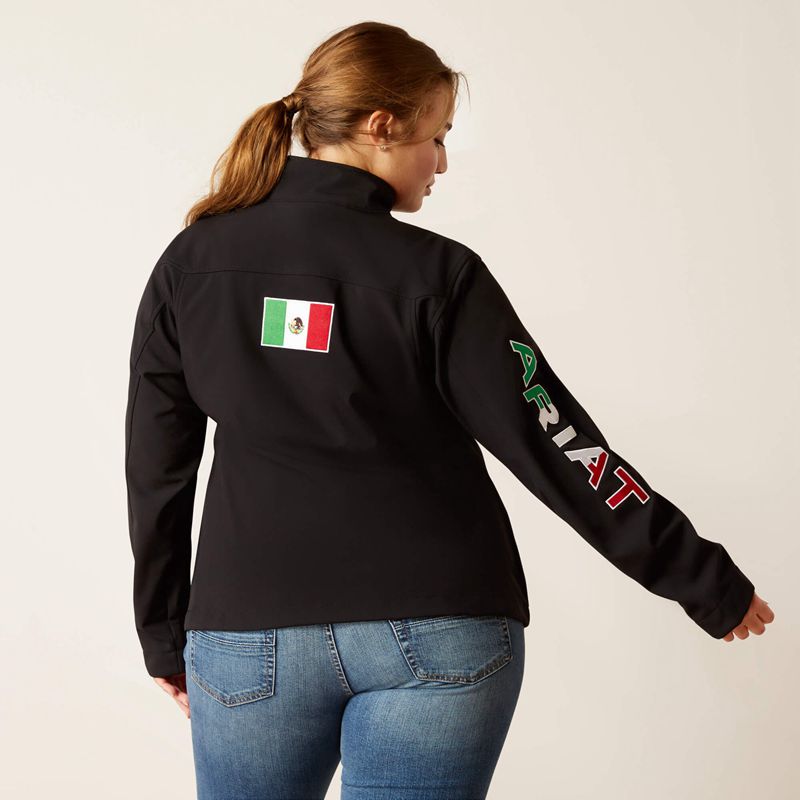 Black Ariat Classic Team Softshell Mexico Jacket | 97OZJLQCS