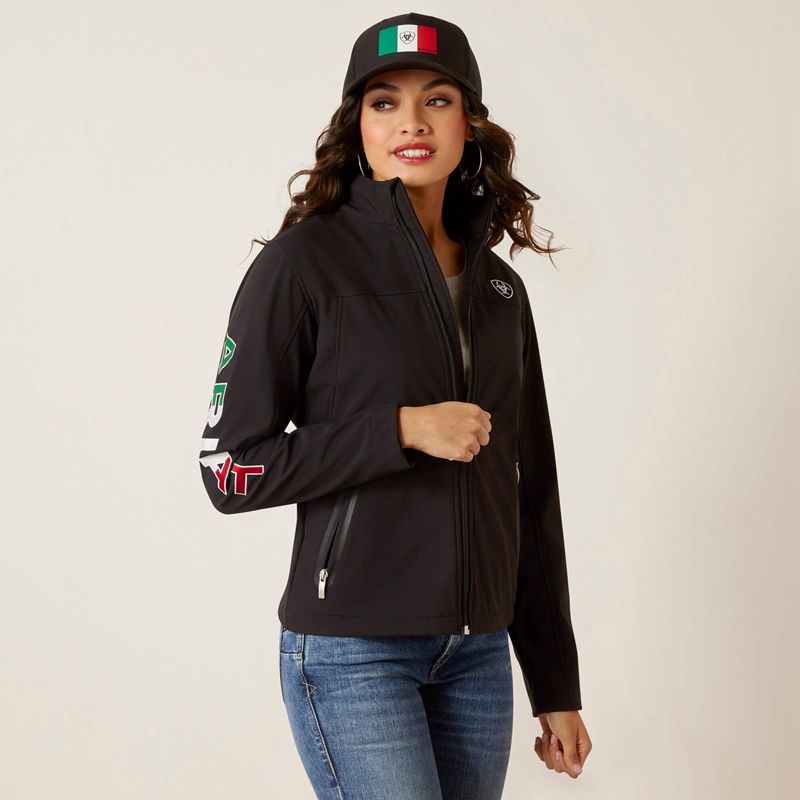 Black Ariat Classic Team Softshell Mexico Jacket | 97OZJLQCS