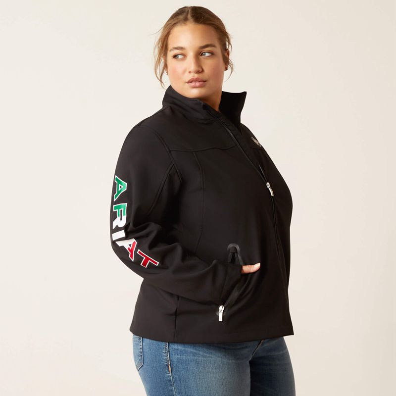 Black Ariat Classic Team Softshell Mexico Jacket | 97OZJLQCS