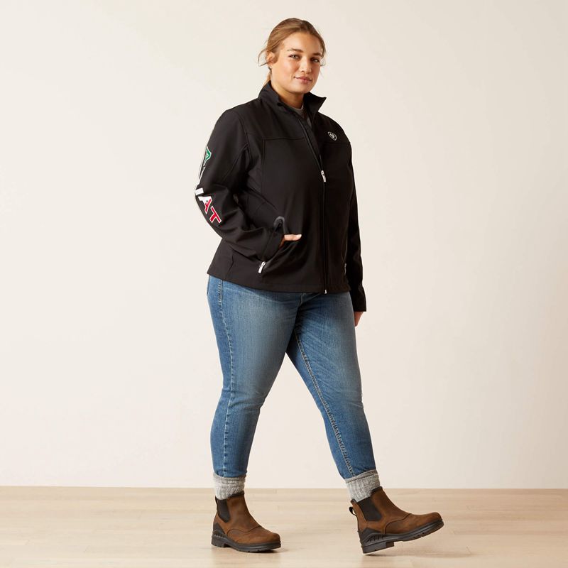 Black Ariat Classic Team Softshell Mexico Jacket | 97OZJLQCS