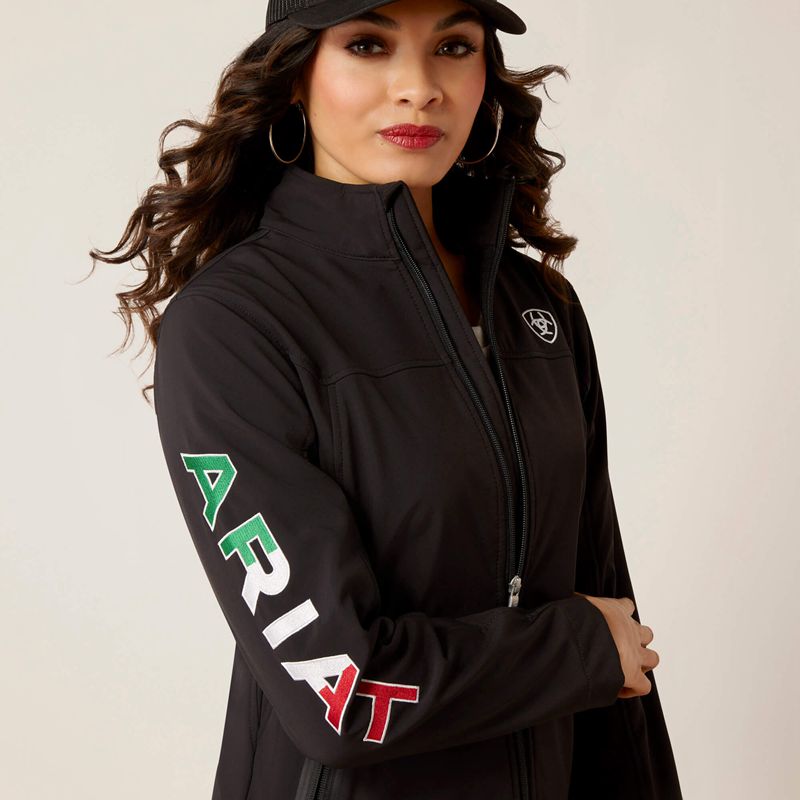 Black Ariat Classic Team Softshell Mexico Jacket | 97OZJLQCS