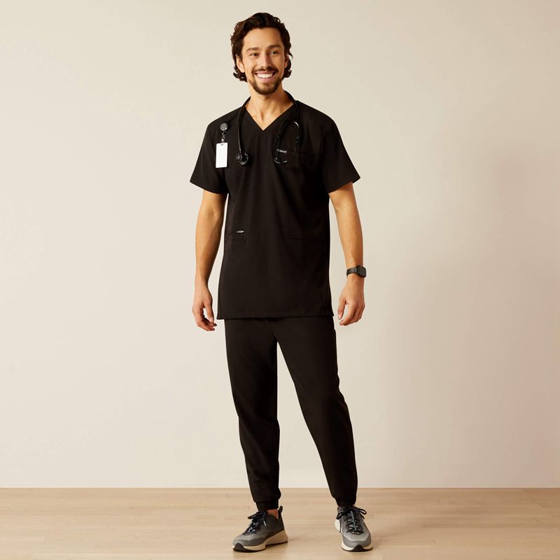 Black Ariat Derham 6 Pocket Scrub Top | 91JZTLRVW