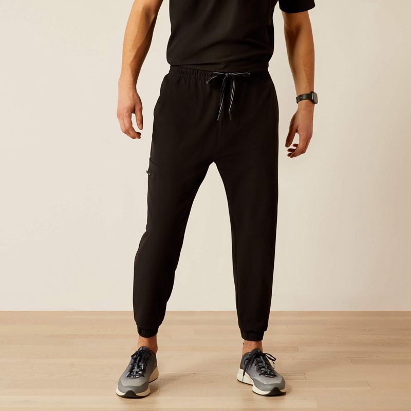 Black Ariat Drew Cargo Stretch Jogger Scrub Pant | 30CYNHZJW