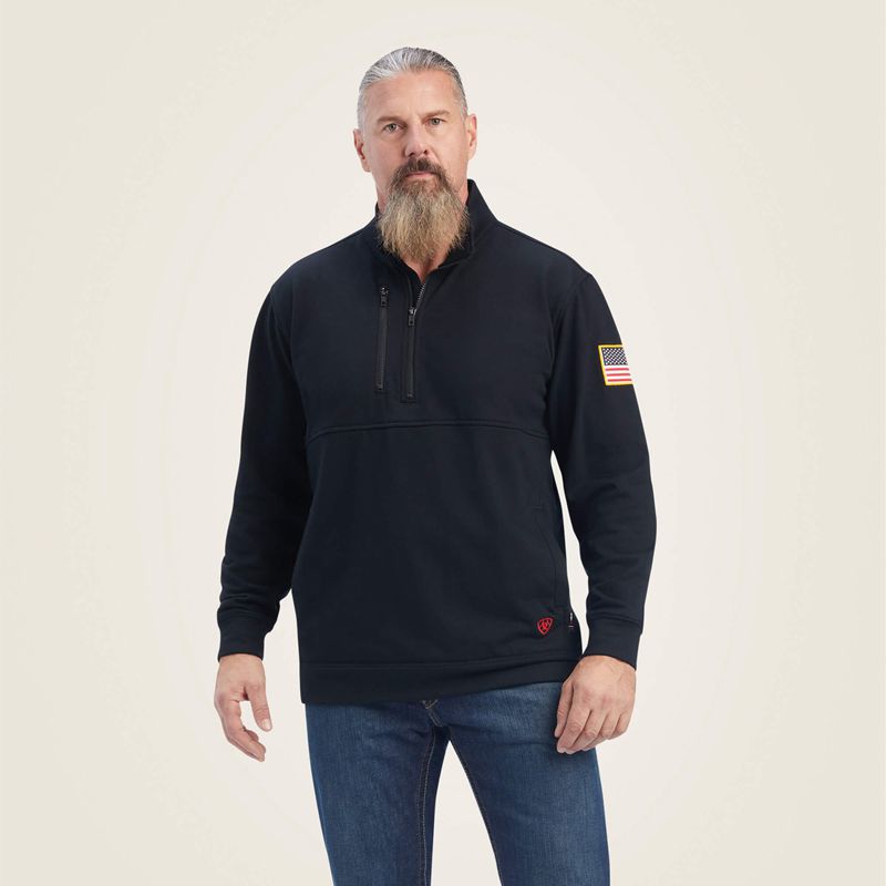 Black Ariat Fr Durastrech Fleece 1/2 Zip Job Shirt | 16OGKUWJI