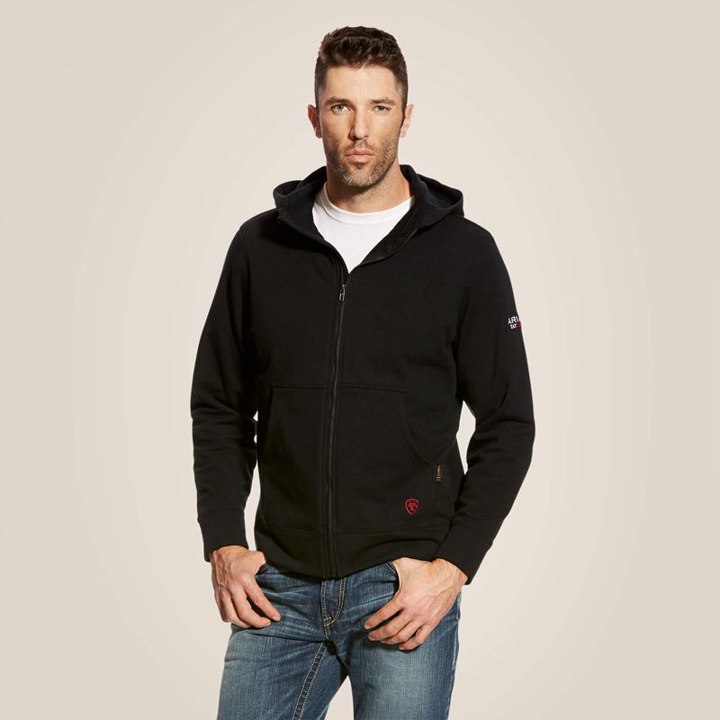 Black Ariat Fr Durastretch Full Zip Hoodie | 39ZGMHYWP