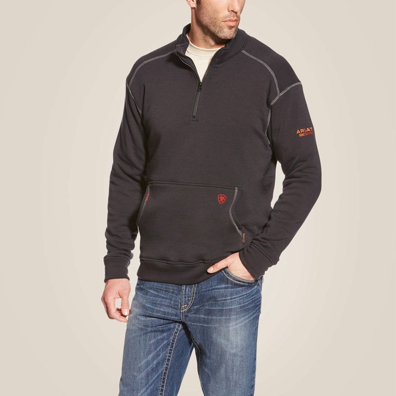 Black Ariat Fr Polartec Fleece 1/4 Zip Top | 57VJRDFOY