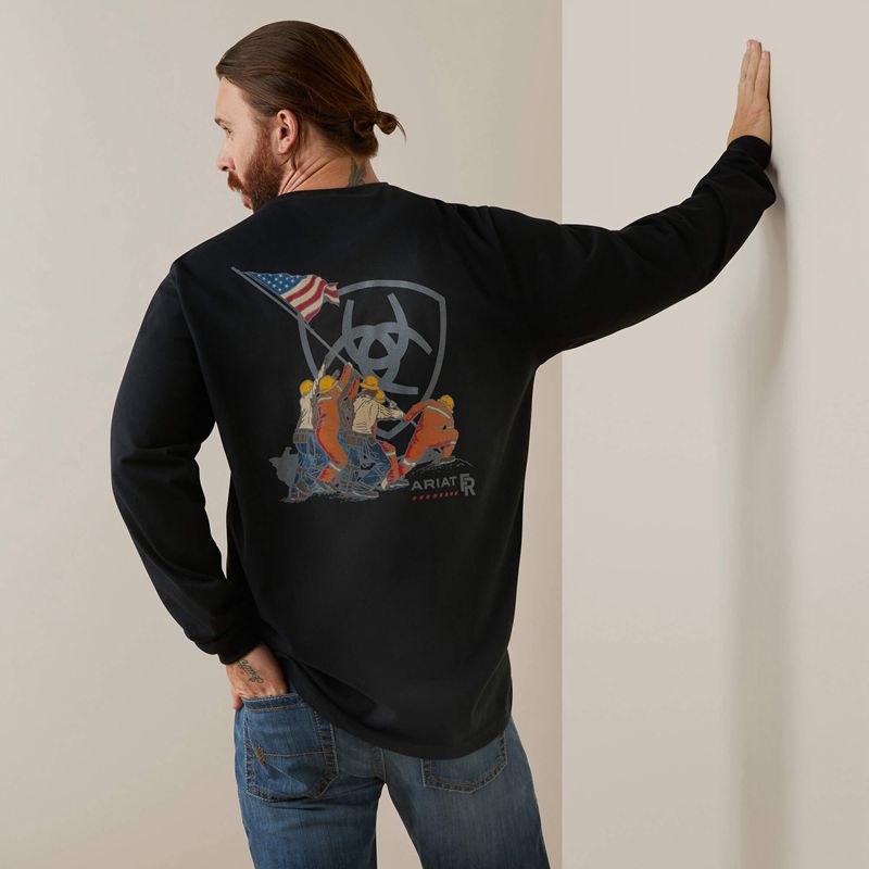 Black Ariat Fr Raising The Flag T-Shirt | 03VCLMYBJ