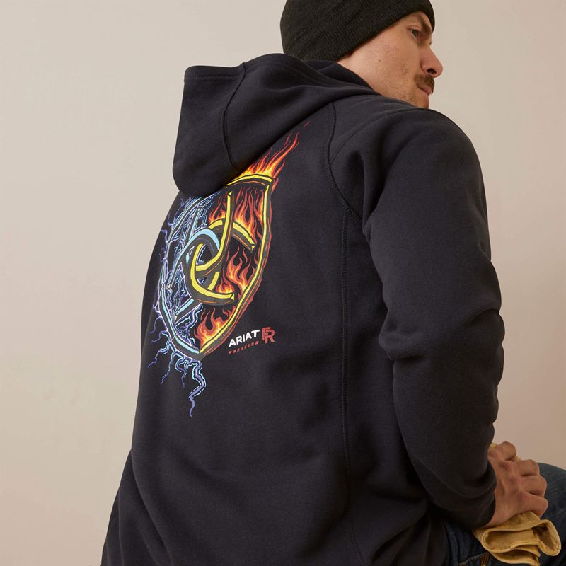 Black Ariat Fr Rev Shock Fire Hoodie | 65LVIFZPM