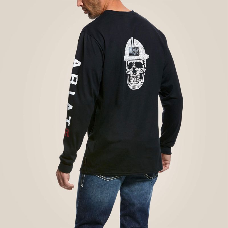 Black Ariat Fr Roughneck Skull Logo T-Shirt | 01NQDVXPM