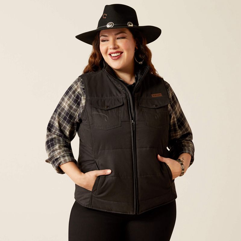 Black Ariat Grizzly Quilted Vest | 80IMONQGH