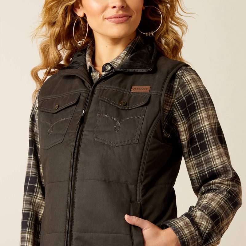 Black Ariat Grizzly Quilted Vest | 80IMONQGH