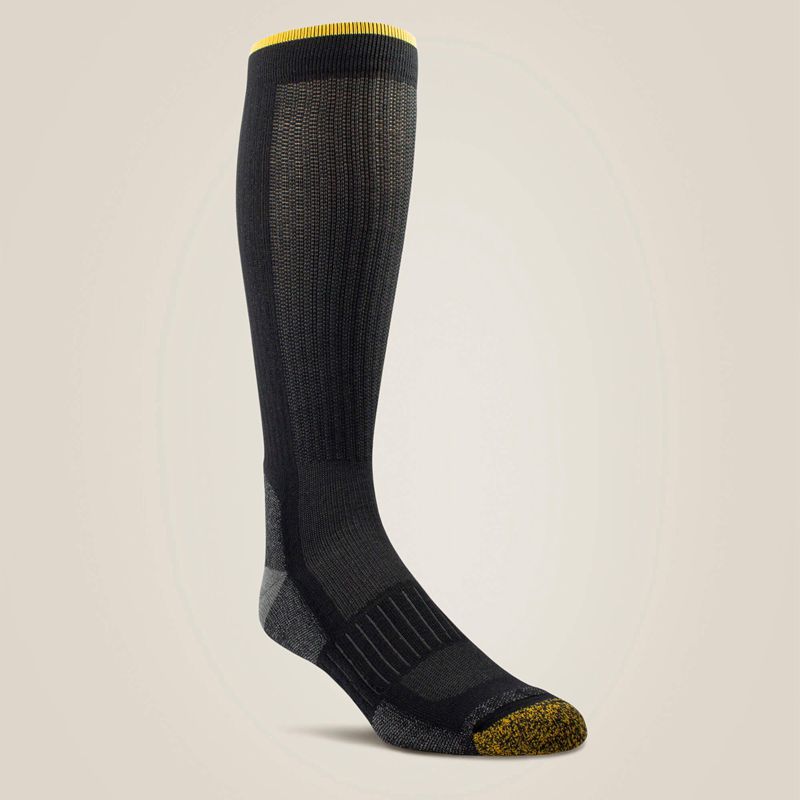 Black Ariat High Performance Mid Calf Tek Work Sock 2 Pair Pack | 79RUTXJED