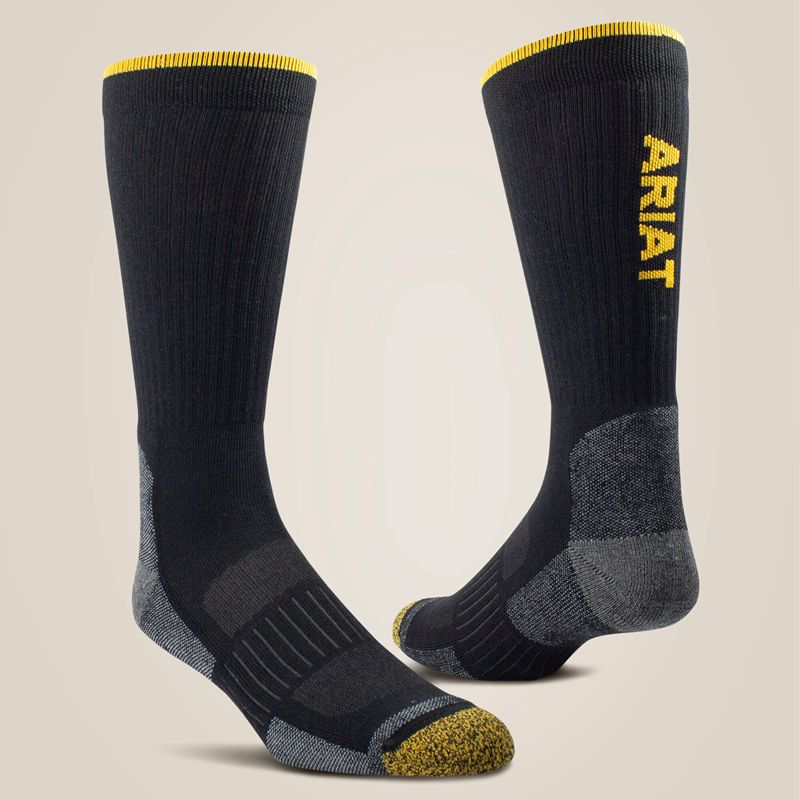 Black Ariat High Performance Tek Work Sock 2 Pair Pack | 57AMHDKQF