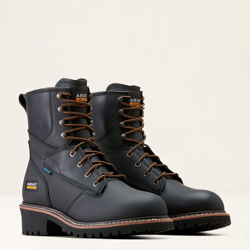 Black Ariat Logger Shock Shield Waterproof Work Boot | 57ZRAWBLM