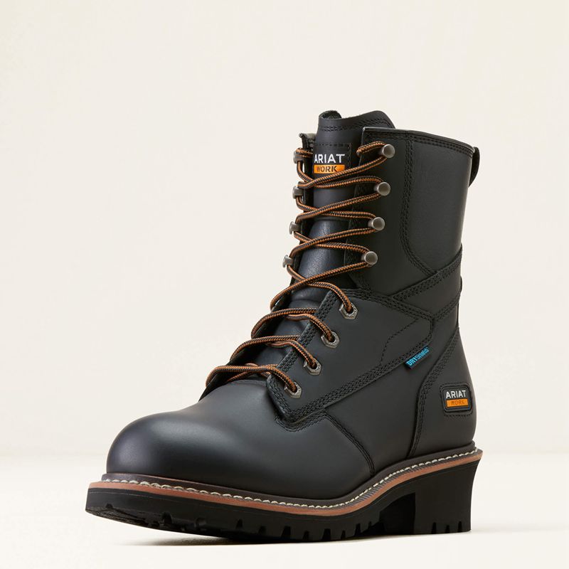 Black Ariat Logger Shock Shield Waterproof Work Boot | 57ZRAWBLM