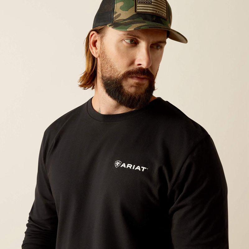 Black Ariat Lotf Camo Shield T-Shirt | 72IGCZSEX