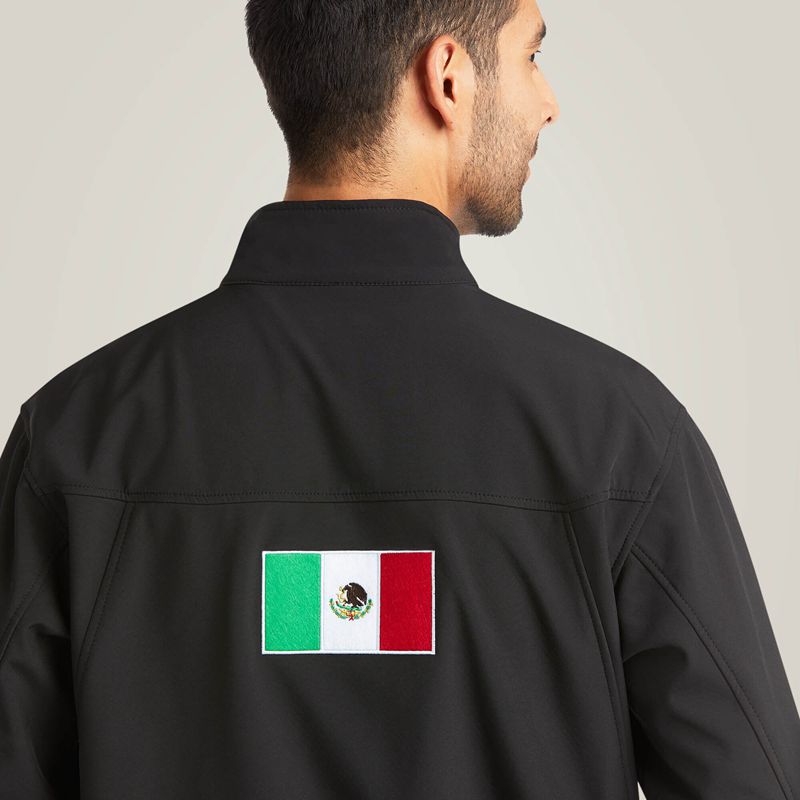 Black Ariat New Team Softshell Mexico Jacket | 18FKGDJIQ