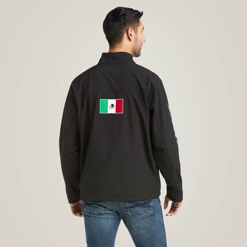 Black Ariat New Team Softshell Mexico Jacket | 18FKGDJIQ