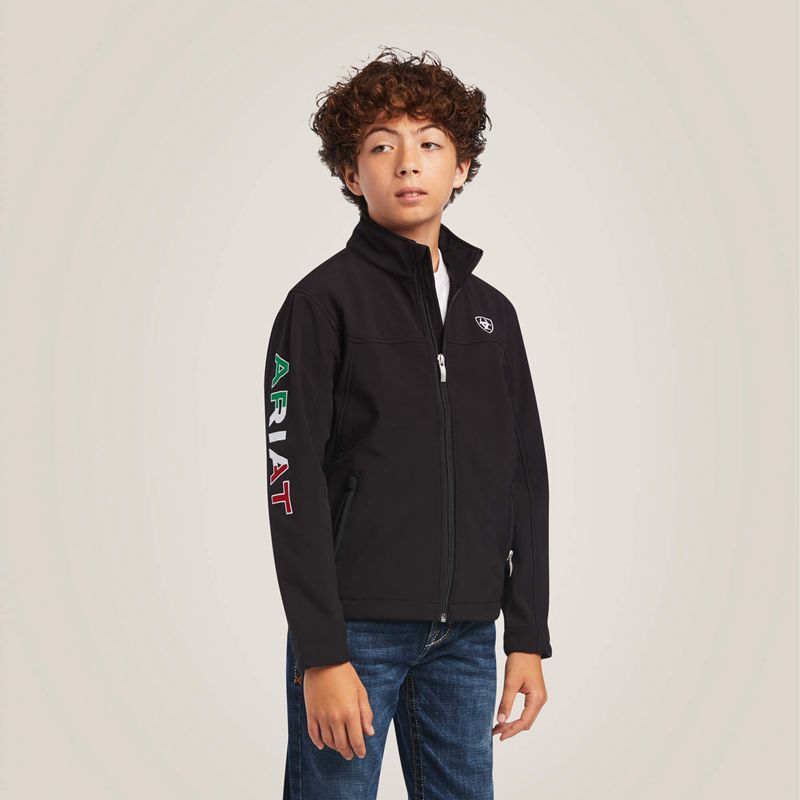 Black Ariat New Team Softshell Mexico Jacket | 80CTBXMIO