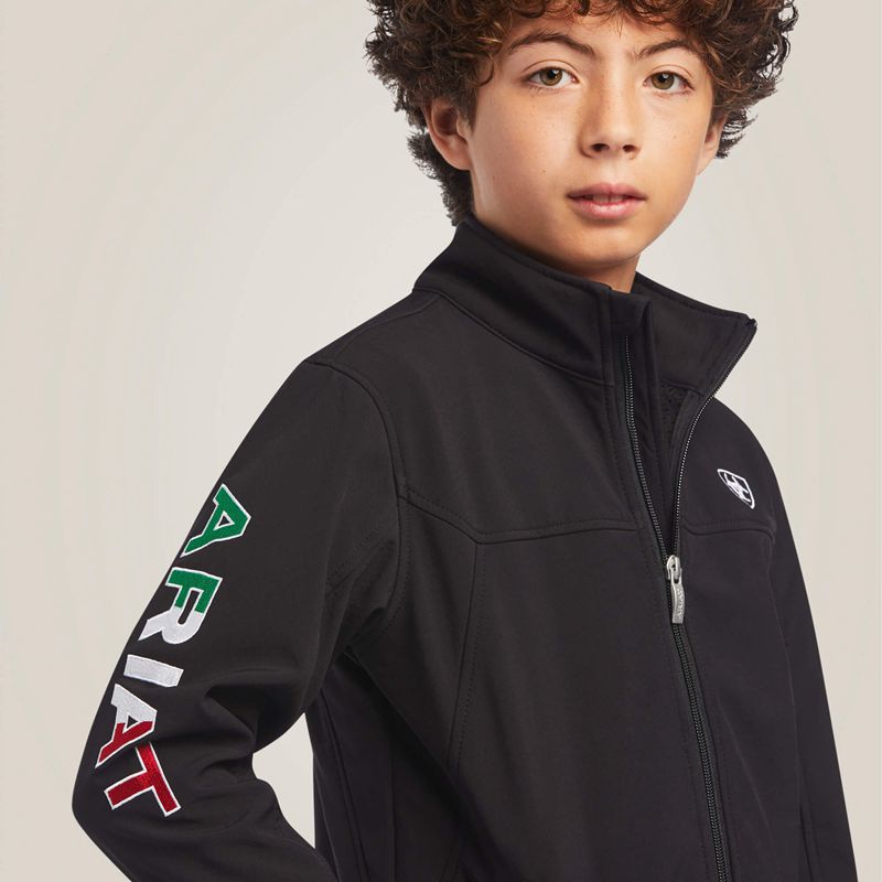 Black Ariat New Team Softshell Mexico Jacket | 80CTBXMIO