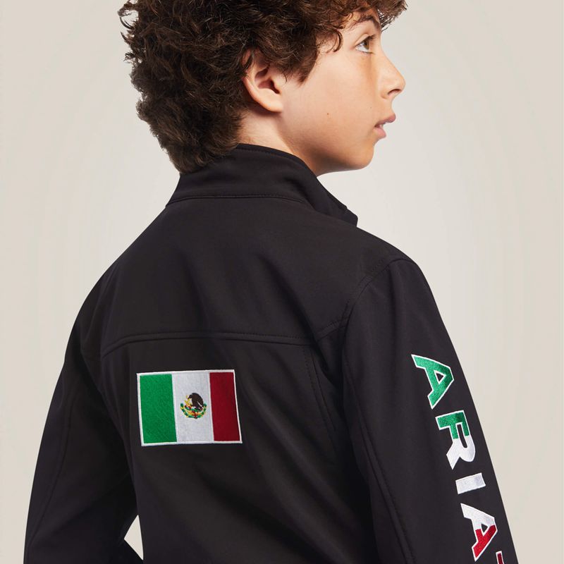 Black Ariat New Team Softshell Mexico Jacket | 80CTBXMIO