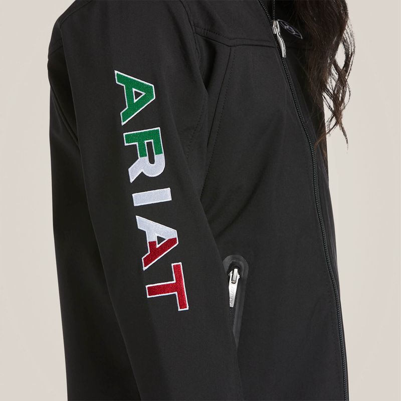 Black Ariat New Team Softshell Mexico Jacket | 80CTBXMIO