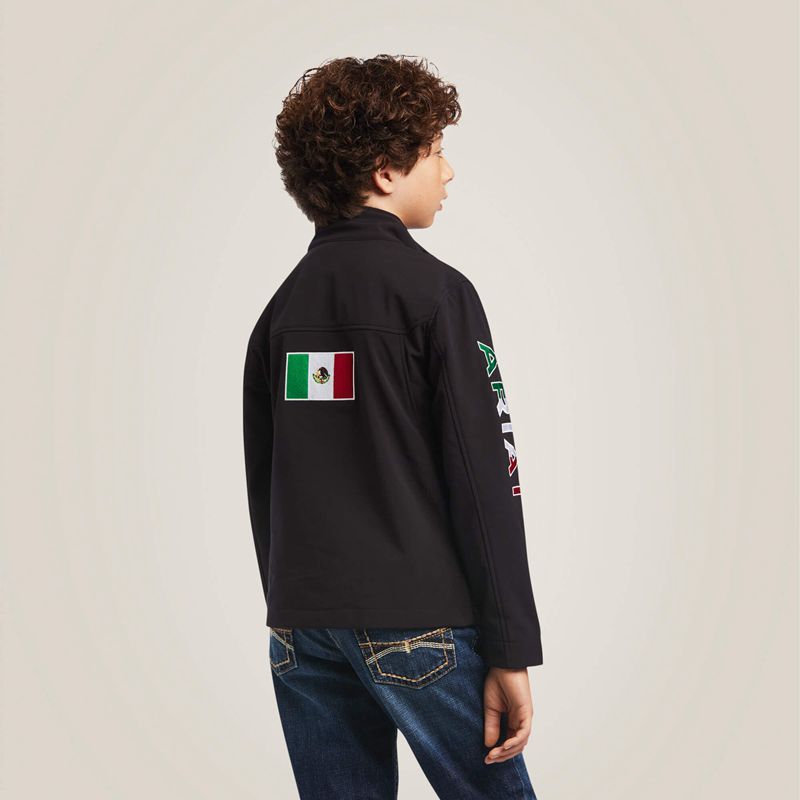 Black Ariat New Team Softshell Mexico Jacket | 80CTBXMIO