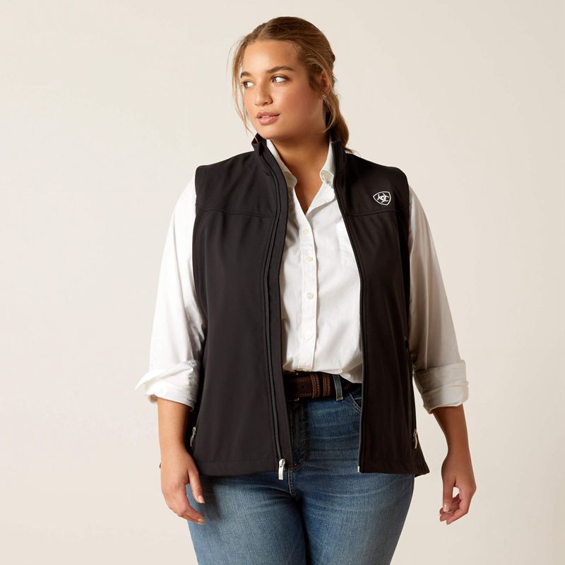 Black Ariat New Team Softshell Vest | 46ZUTOGDA