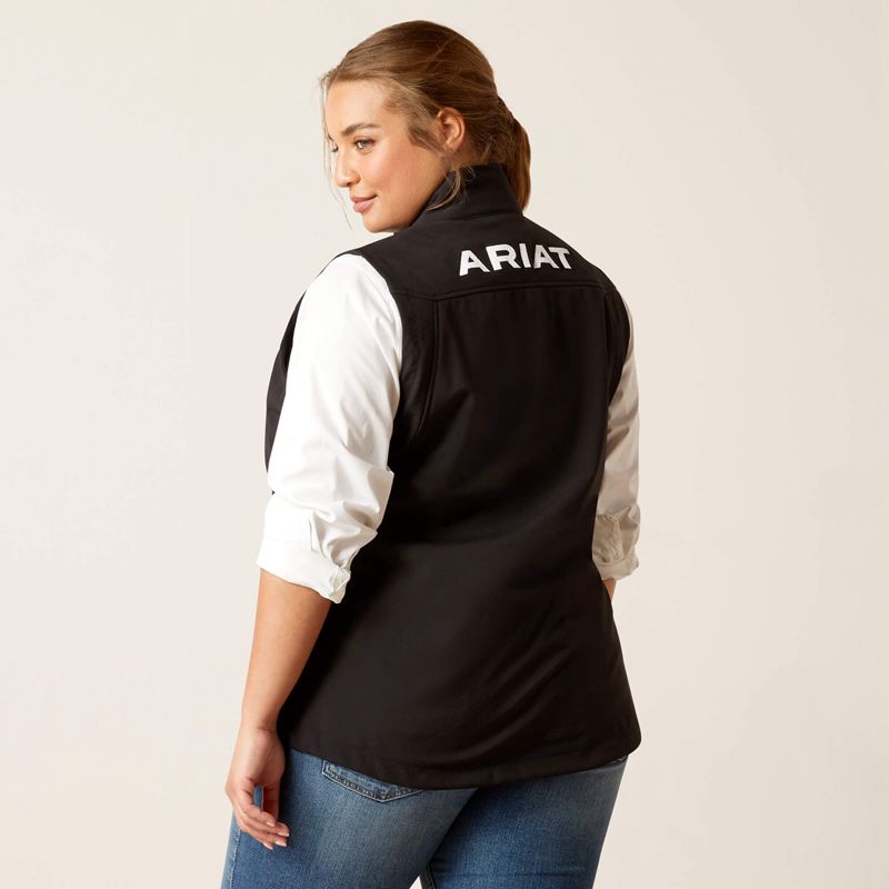 Black Ariat New Team Softshell Vest | 46ZUTOGDA