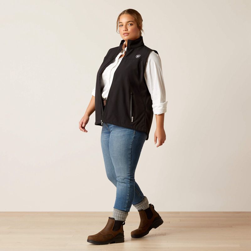 Black Ariat New Team Softshell Vest | 46ZUTOGDA